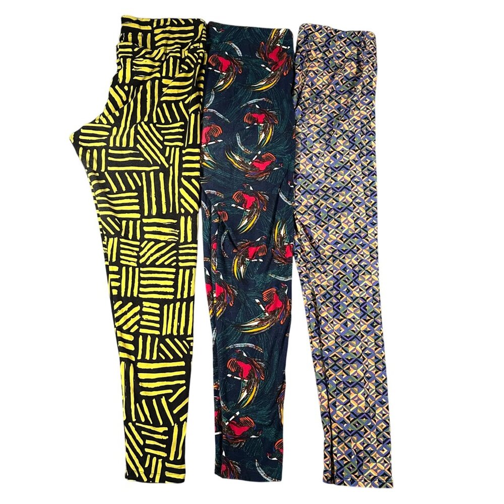 Lularoe Leggings Tall & Curvy Lot of 3 Used Well Loved Pull On Soft Pants Lounge